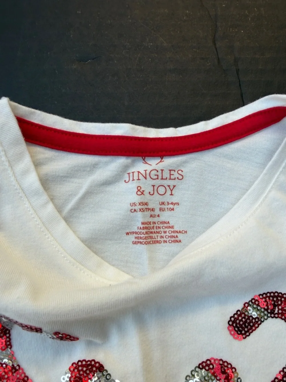 Sequin Reindeer girls Set - White & Red Size 4